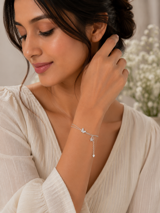 Flutter Grace Butterfly Silver Bracelet