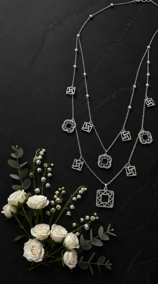 Noor-e-Zehen Silver Layers Necklace
