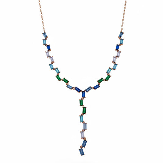 Elegant Multicolor Gemstone Y Necklace For Women