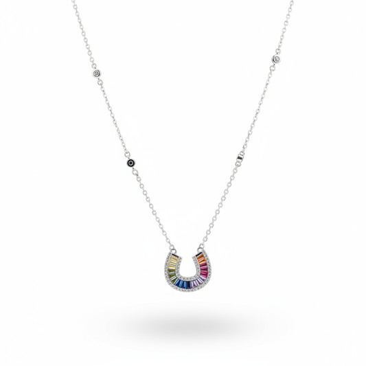 Saubhya 925 Sterling Silver Lucky Horseshoe Necklace