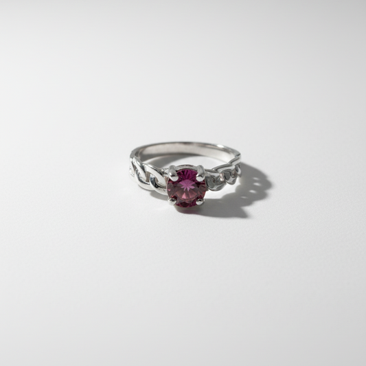 Radiant Blossom Silver Plated with Pink Crystal Ring For Women