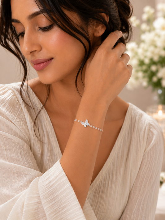 Flutter Grace Butterfly Silver Bracelet