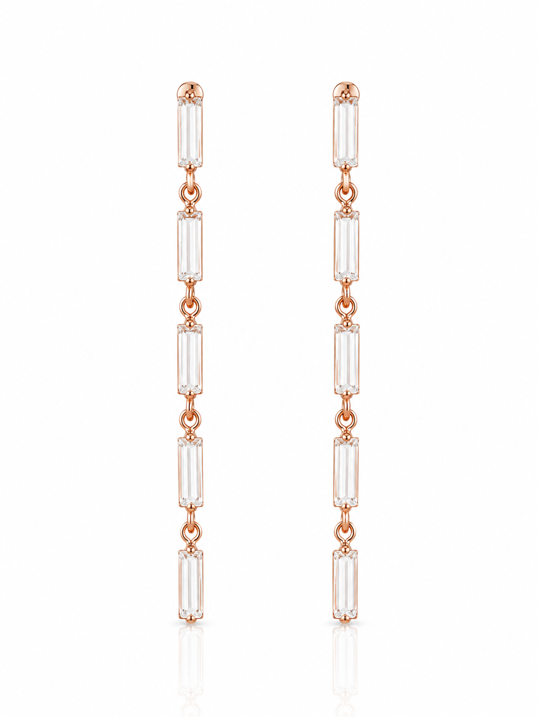GAURA Celeste Rose Gold Baguette Drop Earrings