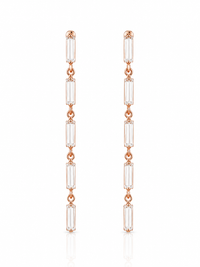 GAURA Celeste Rose Gold Baguette Drop Earrings