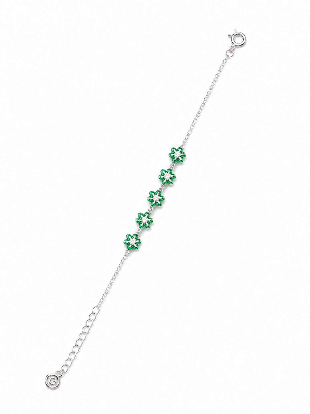 GAURA Emerald Bloom Silver Bracelet