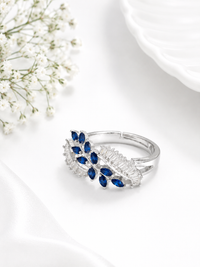 Azure Leaf Adjustable Ring