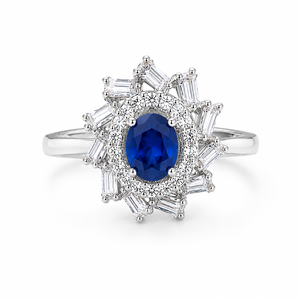 Royal Sapphire Halo Ring