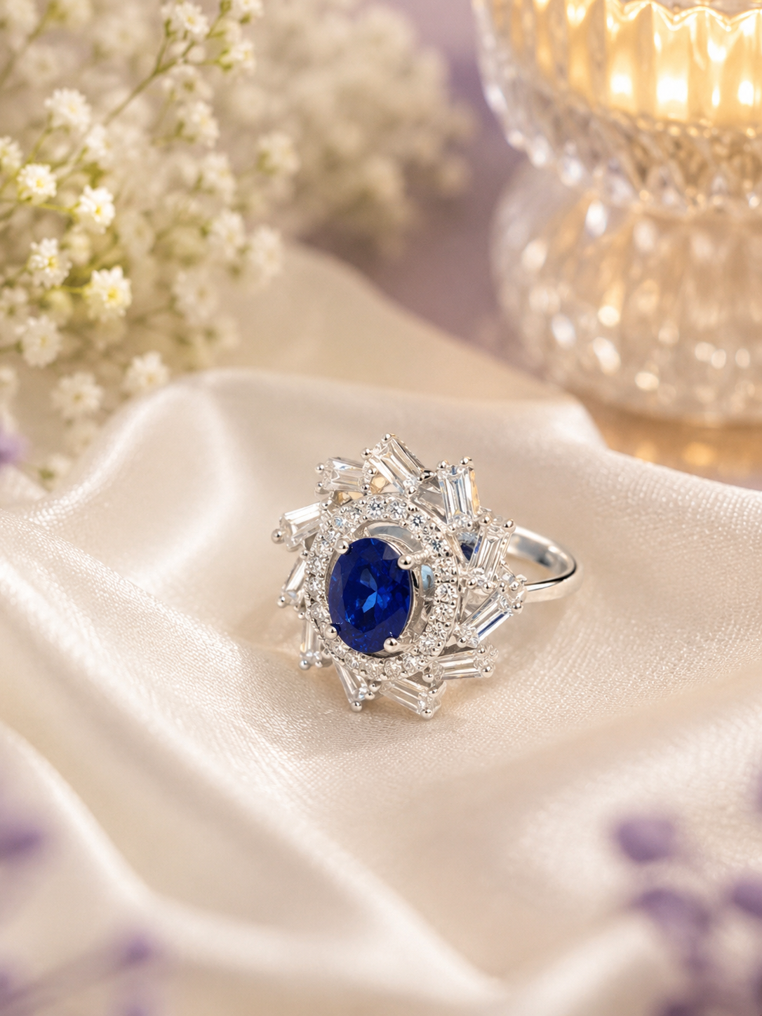Royal Sapphire Halo Ring