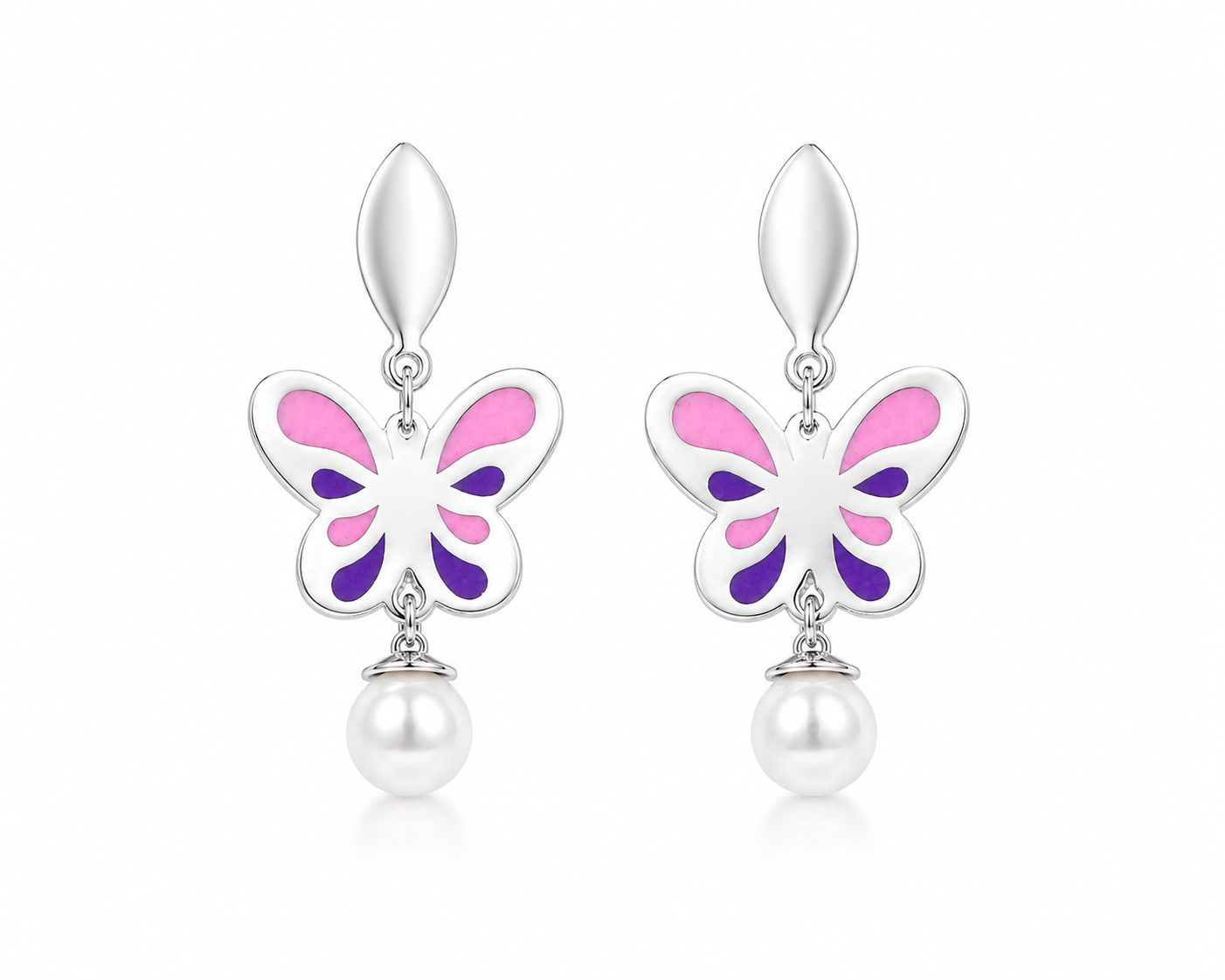 Flutter Pearl Butterfly Earrings – 925 Sterling Silver