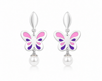 Flutter Pearl Butterfly Earrings – 925 Sterling Silver