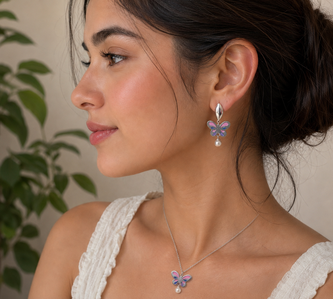 Butterfly Bloom Necklace & Earrings Set