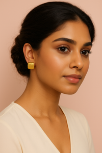 Golden Aura Textured Square Studs