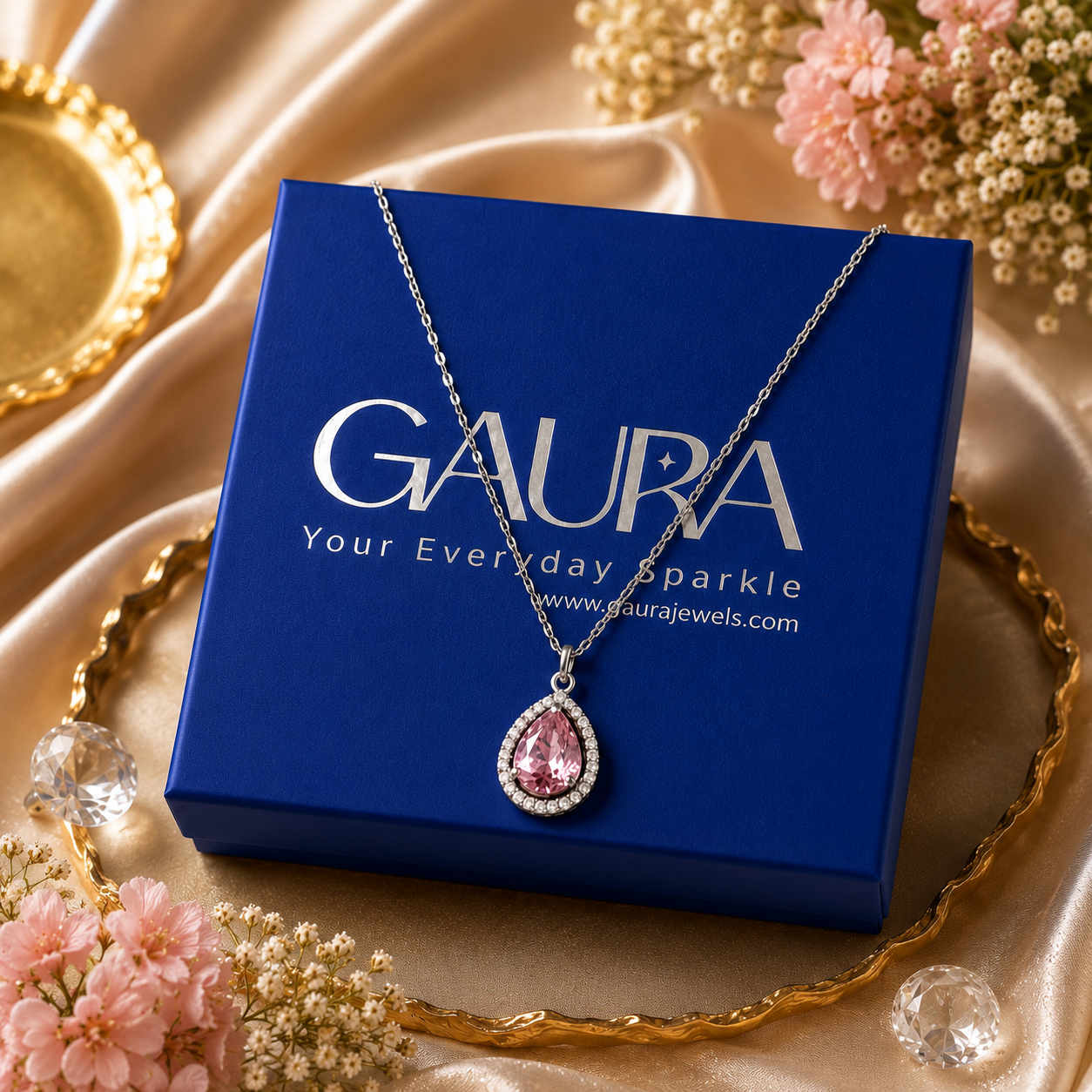 Gleaming Pink Gemstone Necklace For Women