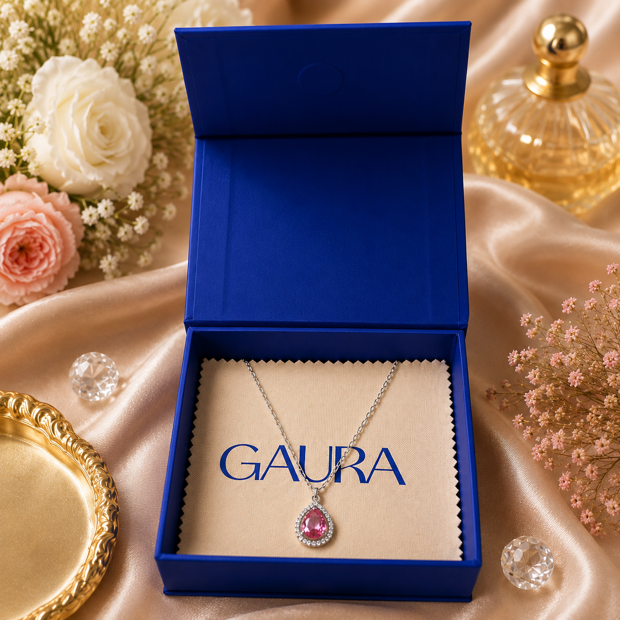 Gleaming Pink Gemstone Necklace For Women