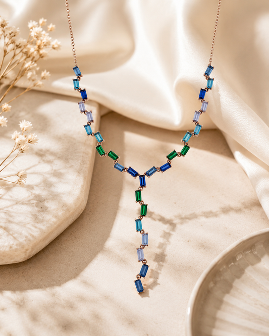 Elegant Multicolor Gemstone Y Necklace For Women