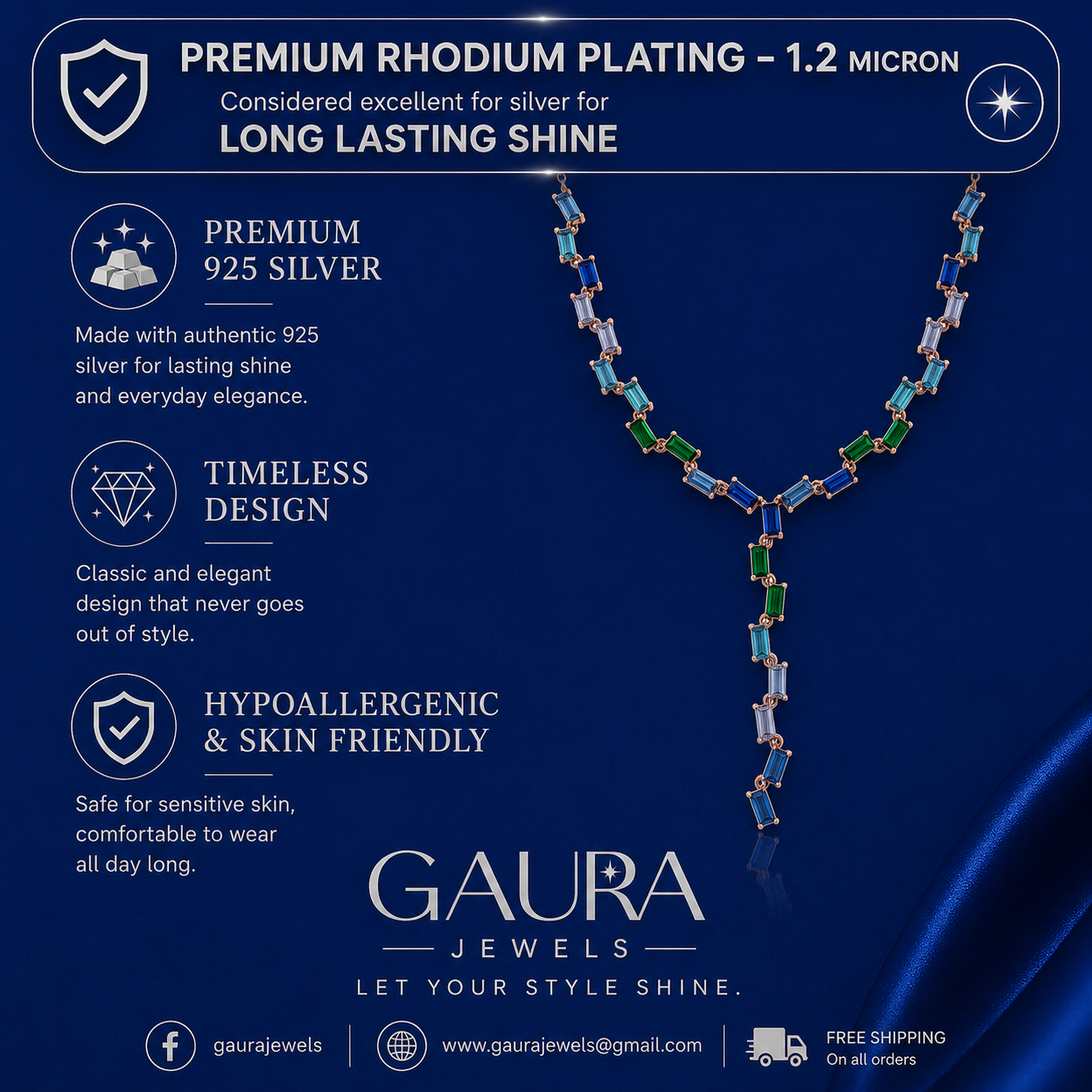 Elegant Multicolor Gemstone Y Necklace For Women