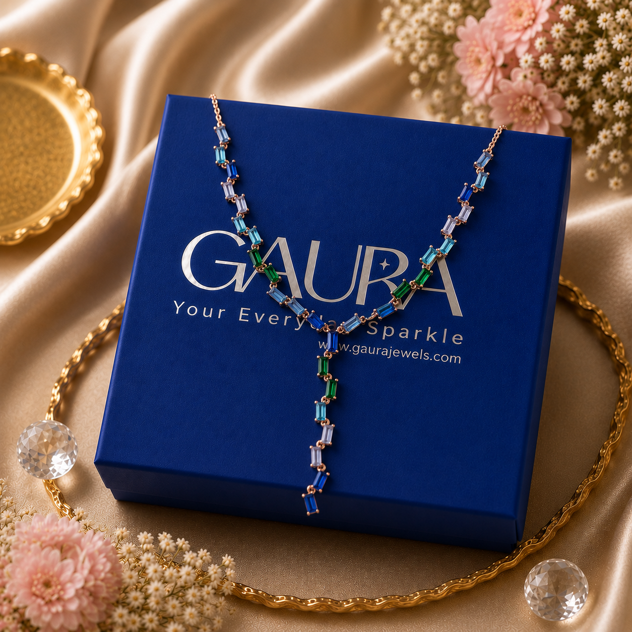 Elegant Multicolor Gemstone Y Necklace For Women