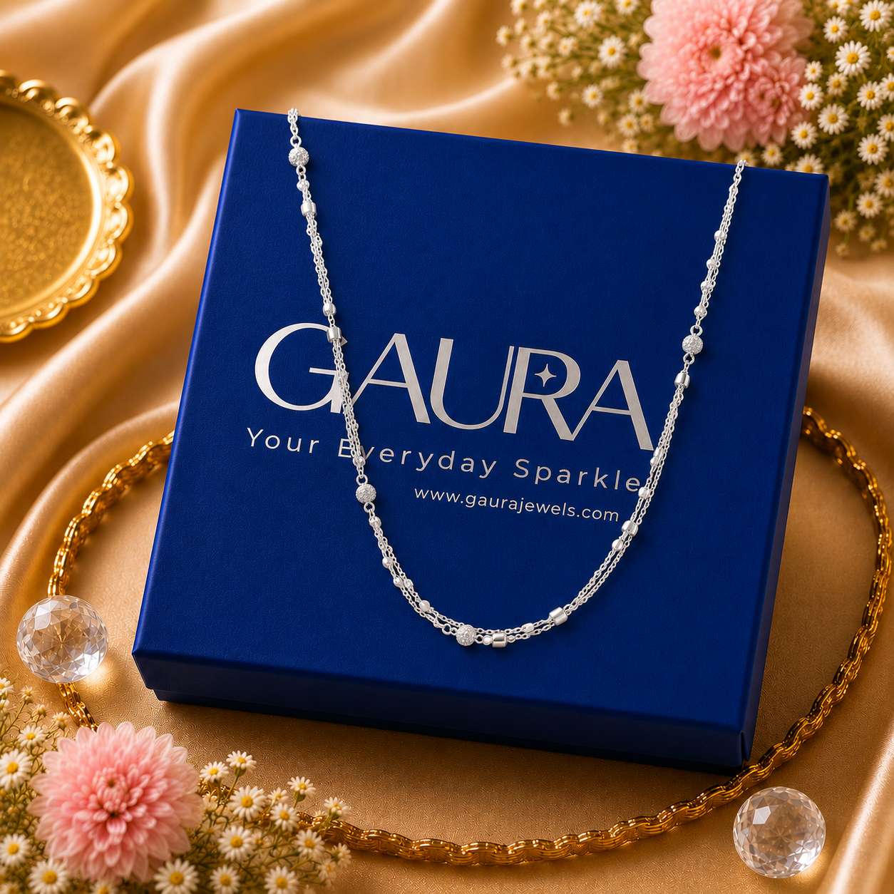 Eternal Bloom Layered Silver Necklace