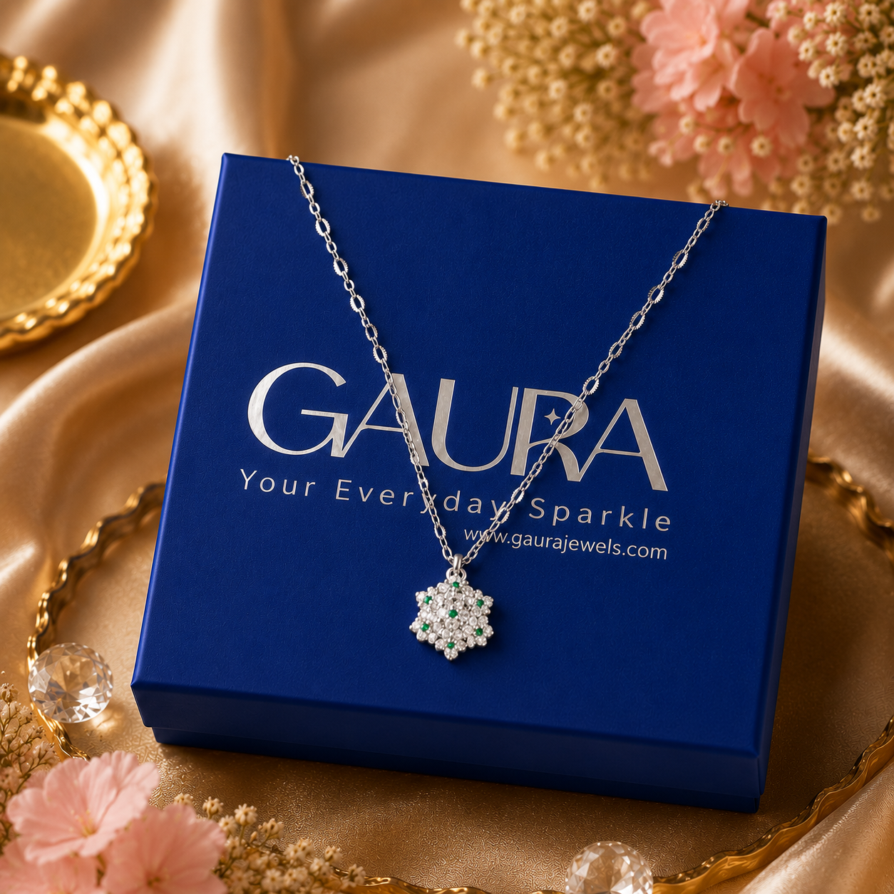 Vridha 925 Sterling Silver Floral Pendant Necklace