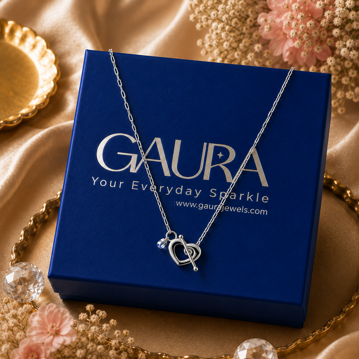 Dilrooh Silver Heart Link Necklace