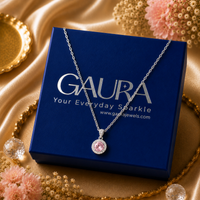Gulika 925 Sterling Silver Pink Zircon Halo Necklace