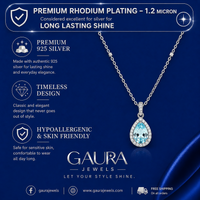 Aarunya 925 Sterling Silver Blue Topaz Teardrop Pendant Necklace