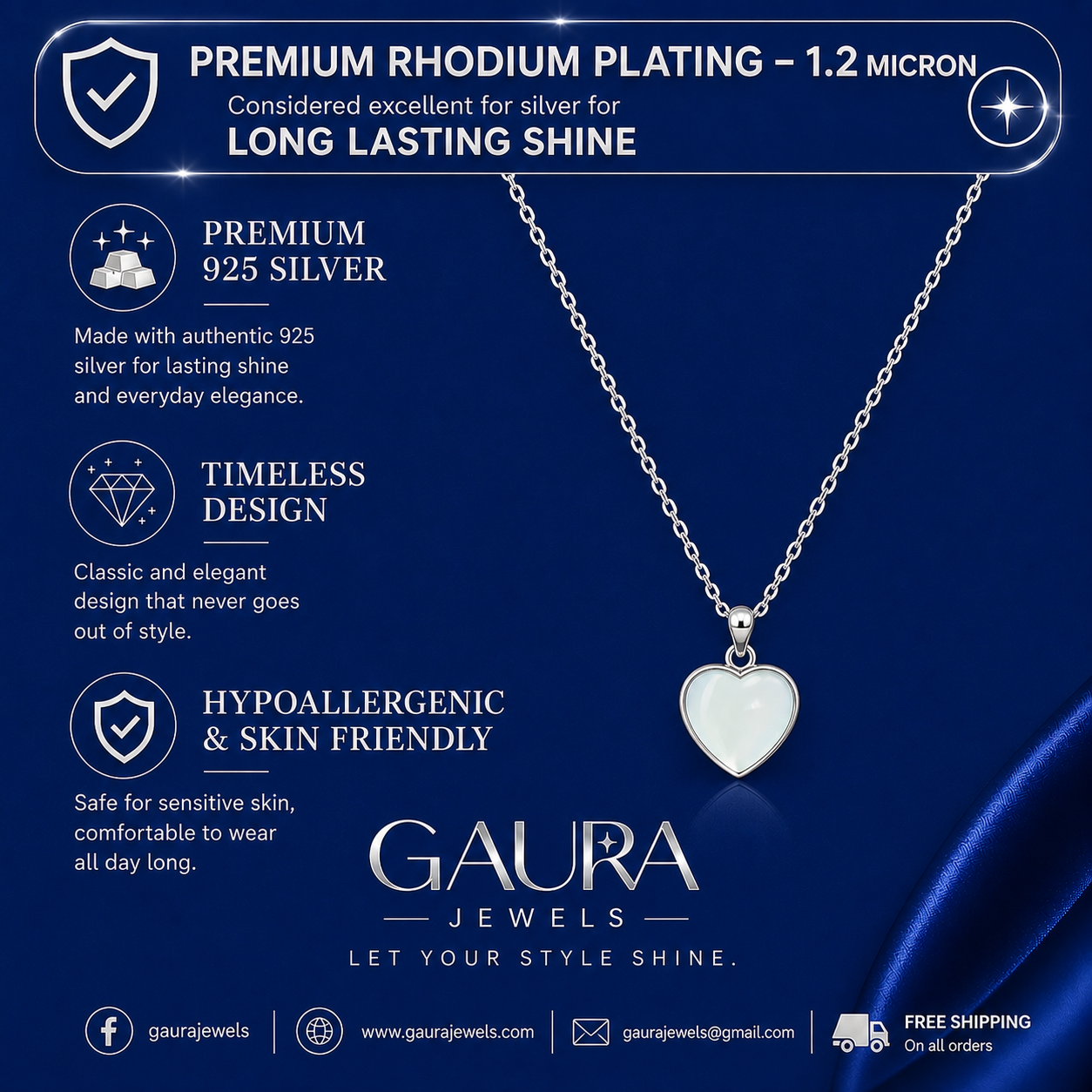 Hridaya 925 Sterling Silver Heart Pendant Necklace