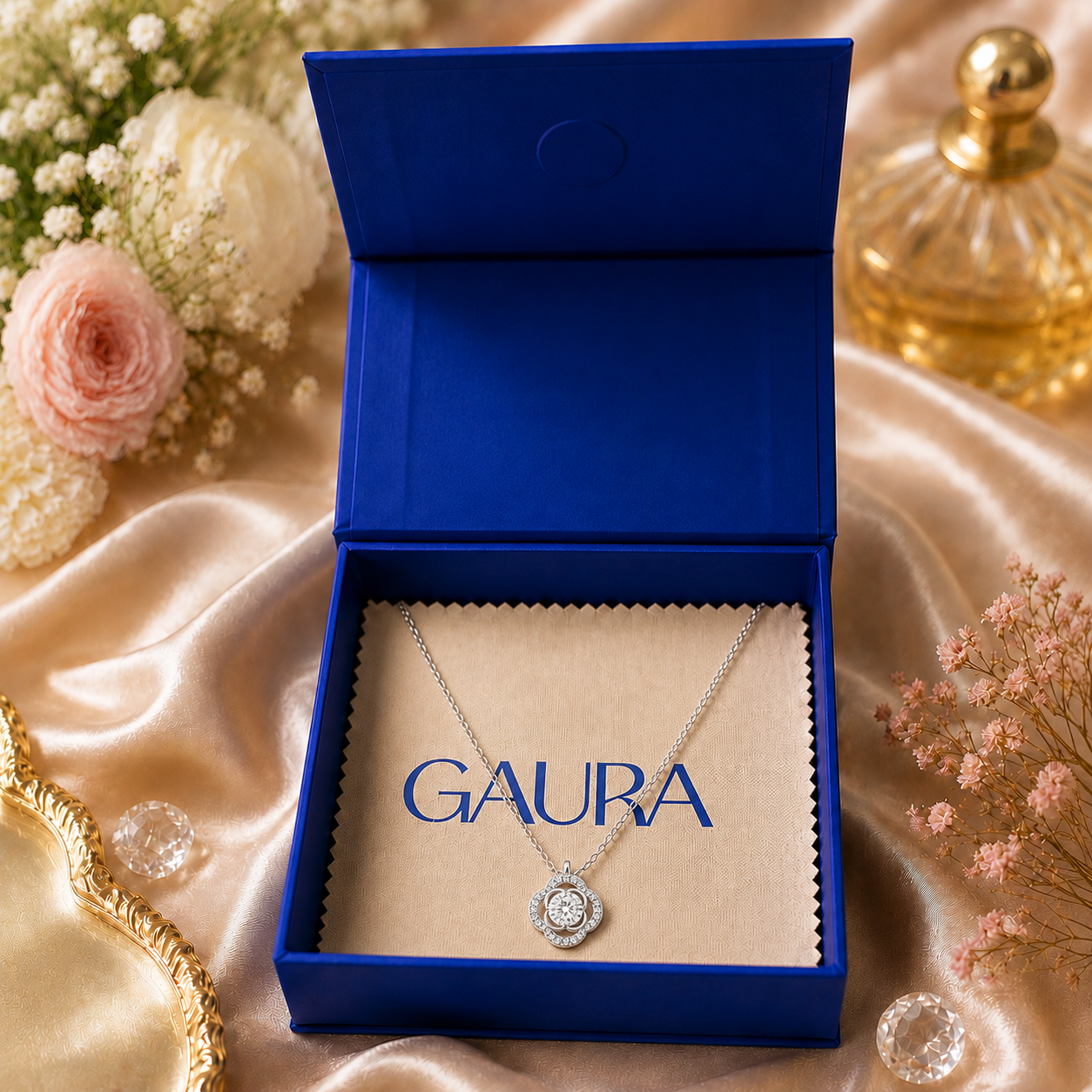 Kanika 925 Sterling Silver Floral Pendant Necklace
