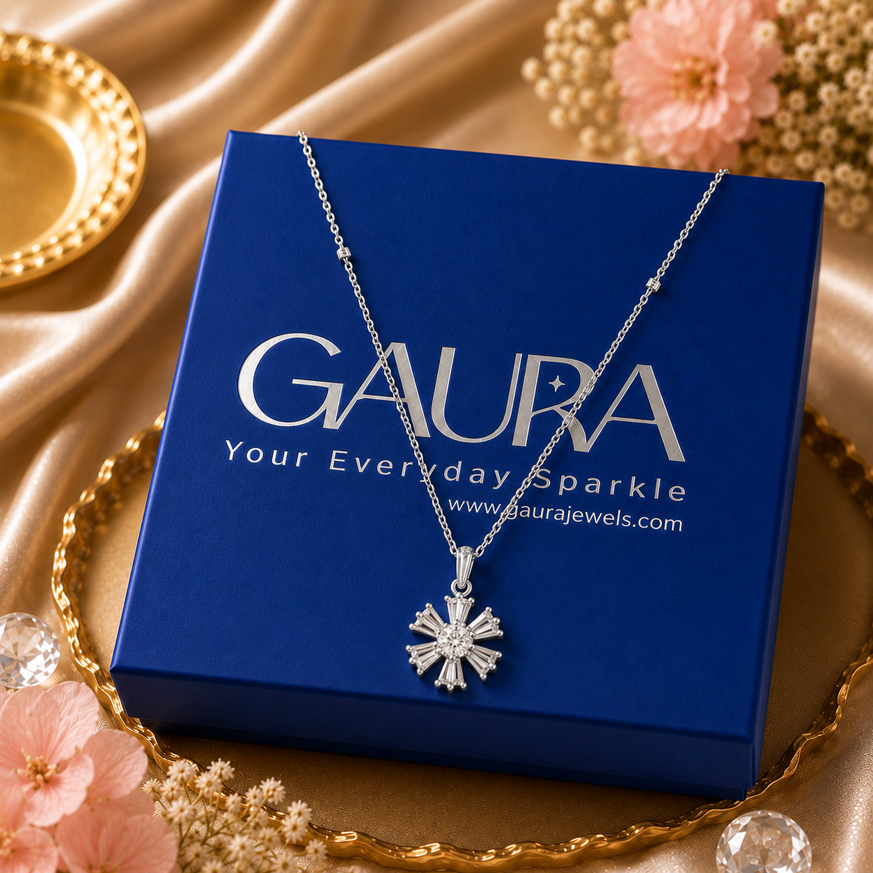 Taraash 925 Sterling Silver Radiant Sunburst Pendant Necklace