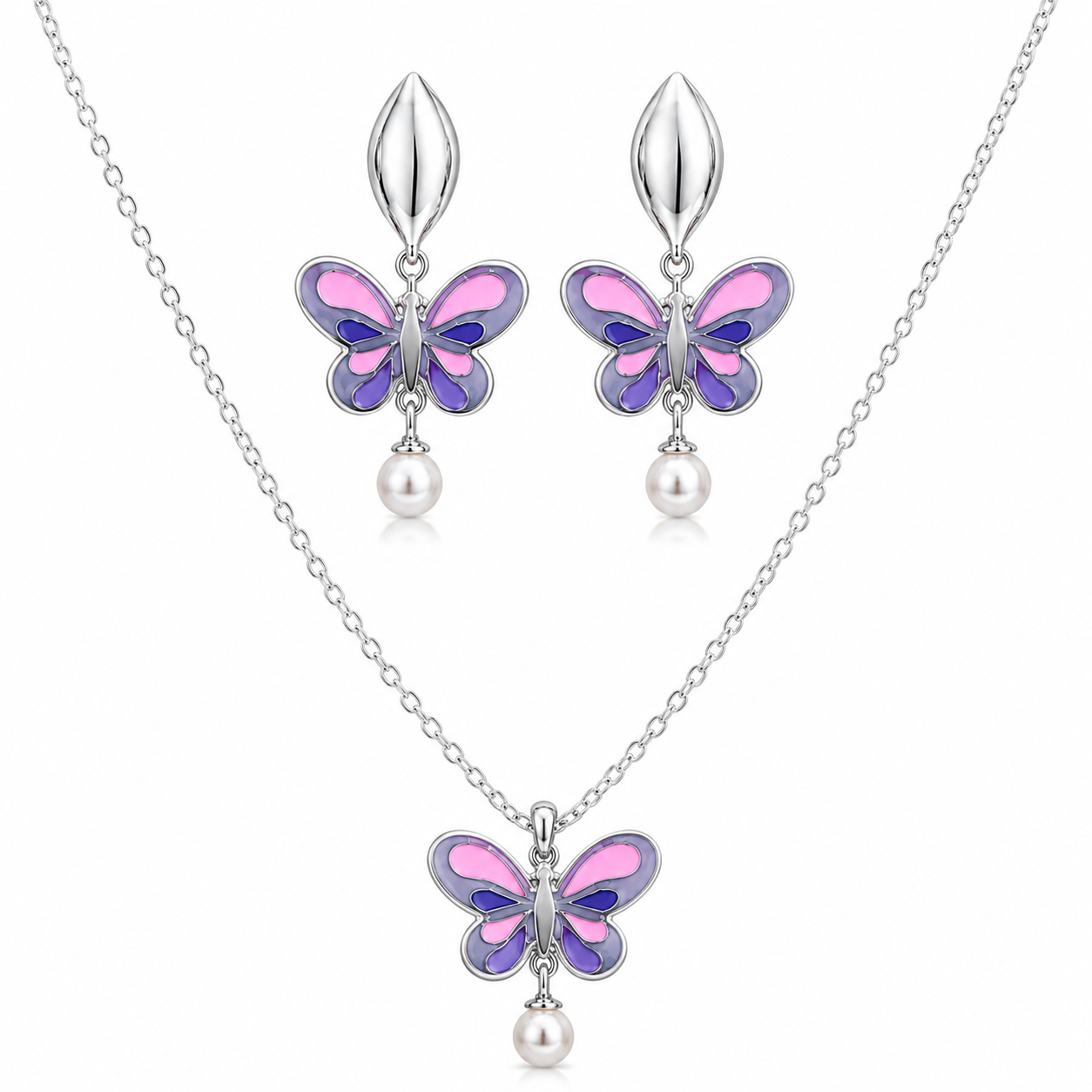 Butterfly Bloom Necklace & Earrings Set
