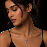 Butterfly Blush Silver Necklace