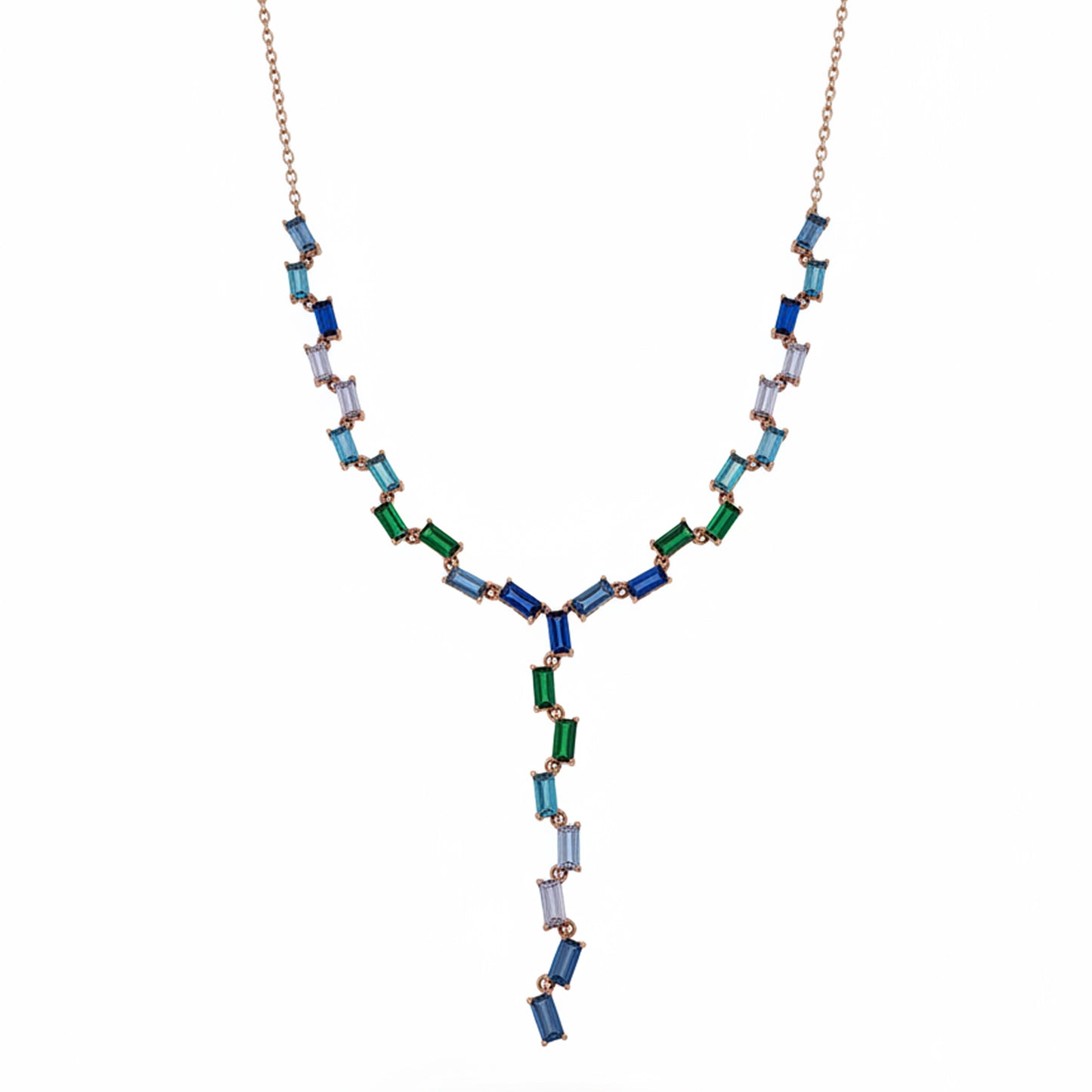Elegant Multicolor Gemstone Y Necklace For Women