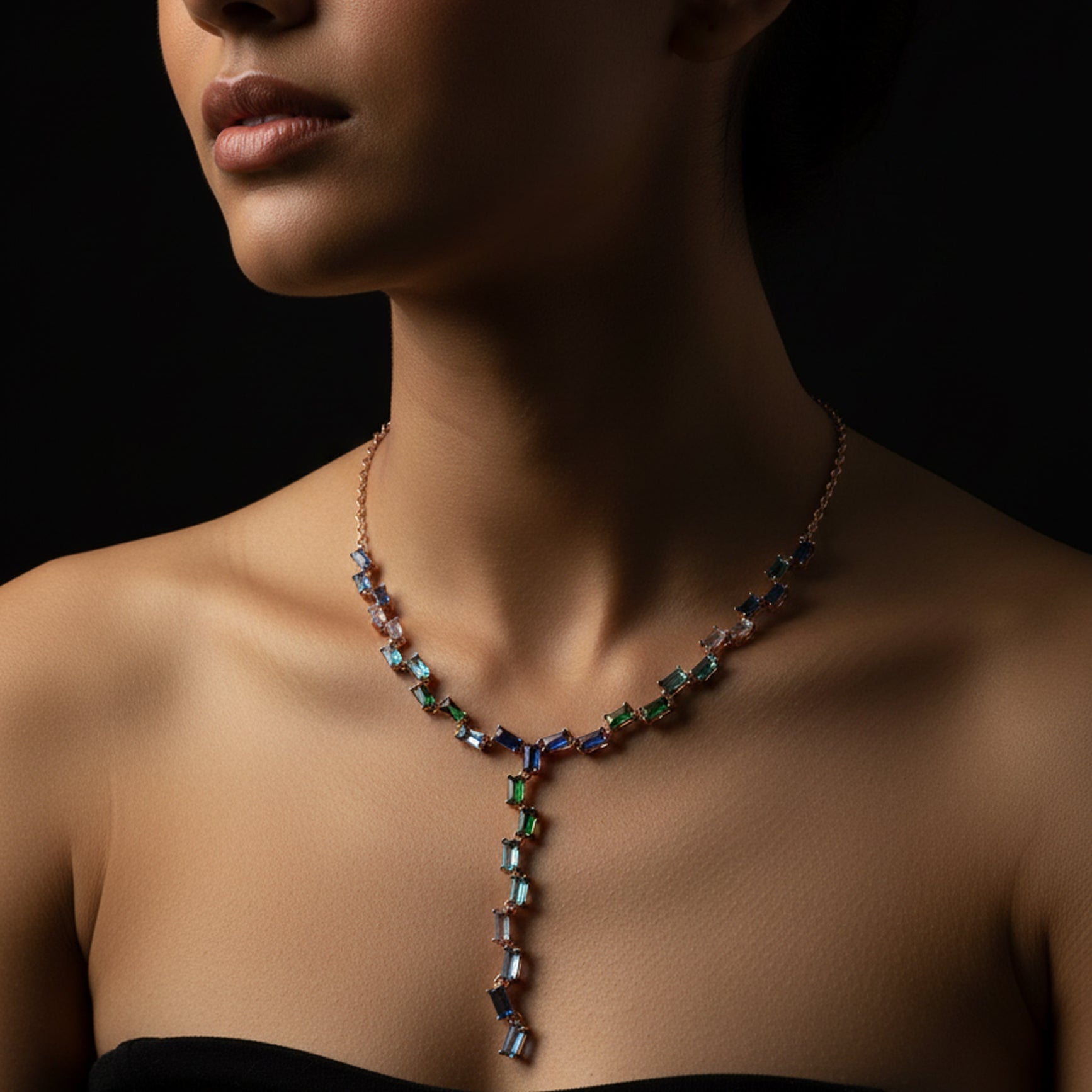 Elegant Multicolor Gemstone Y Necklace For Women