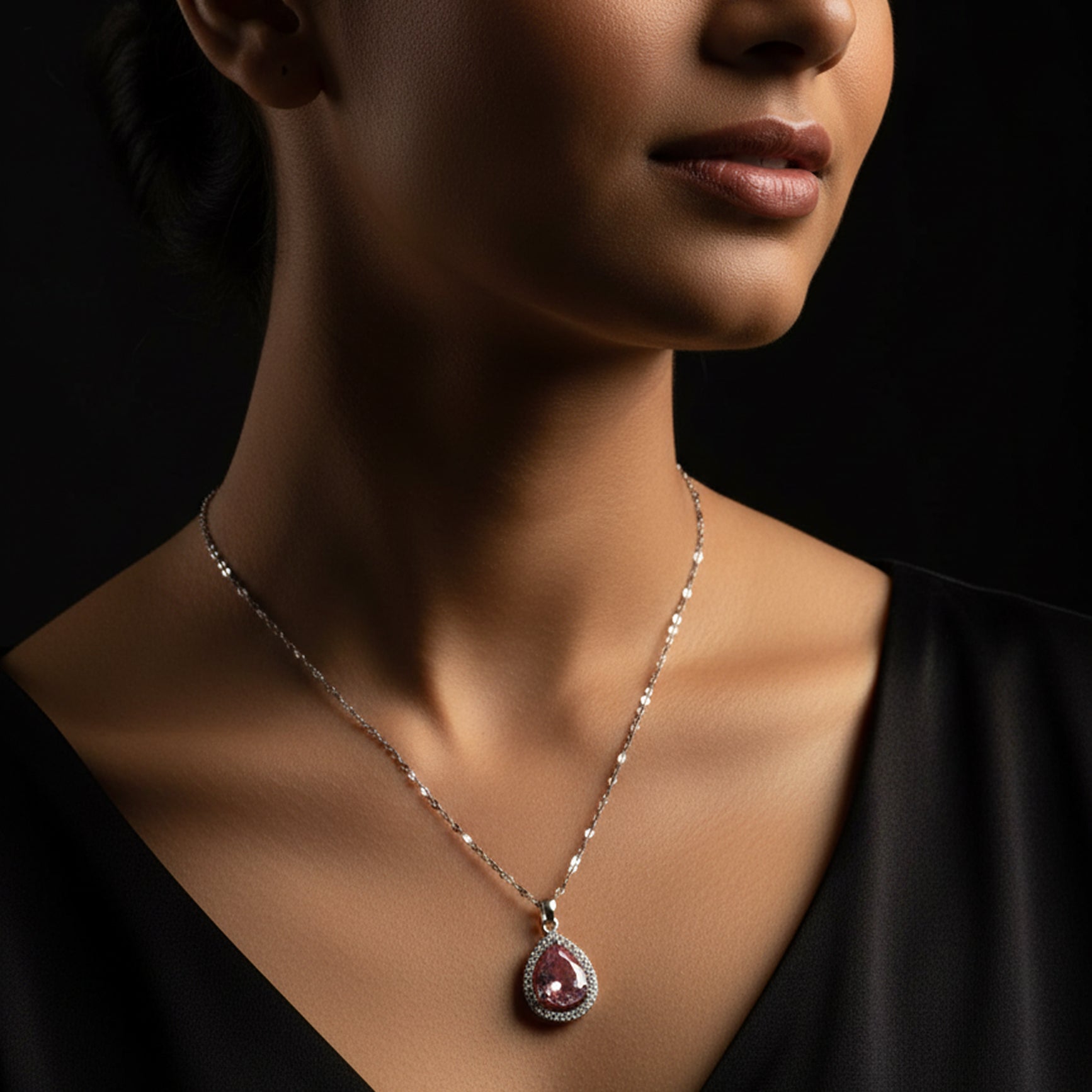 Gleaming Pink Gemstone Necklace For Women