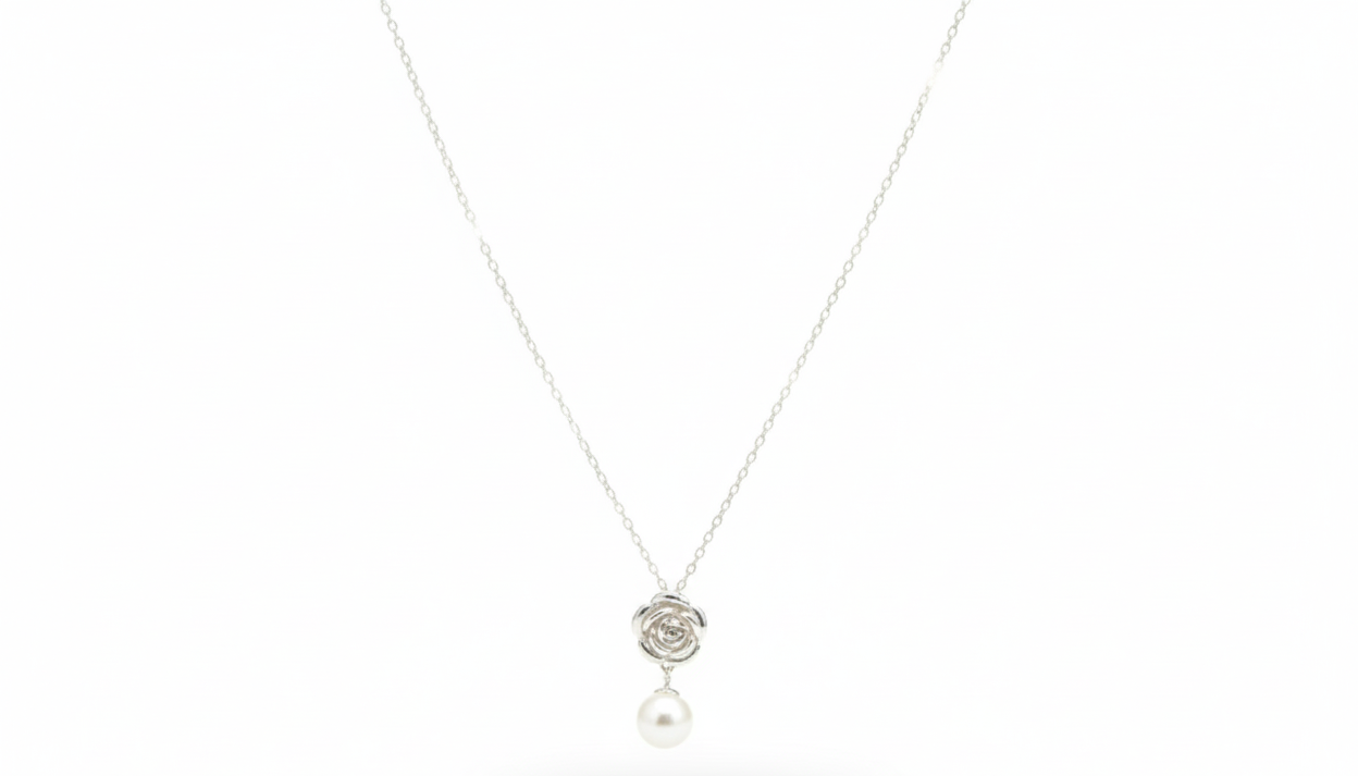 Eterna Rose Pearl Sterling Silver Necklace
