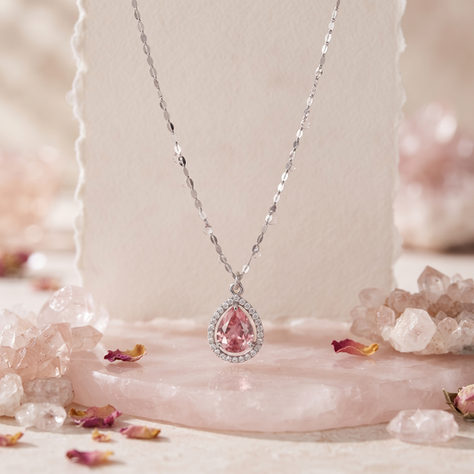 Gleaming Pink Gemstone Necklace For Women