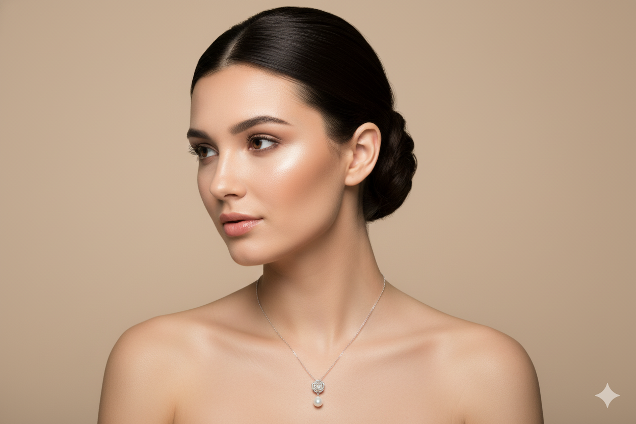 Eterna Rose Pearl Sterling Silver Necklace