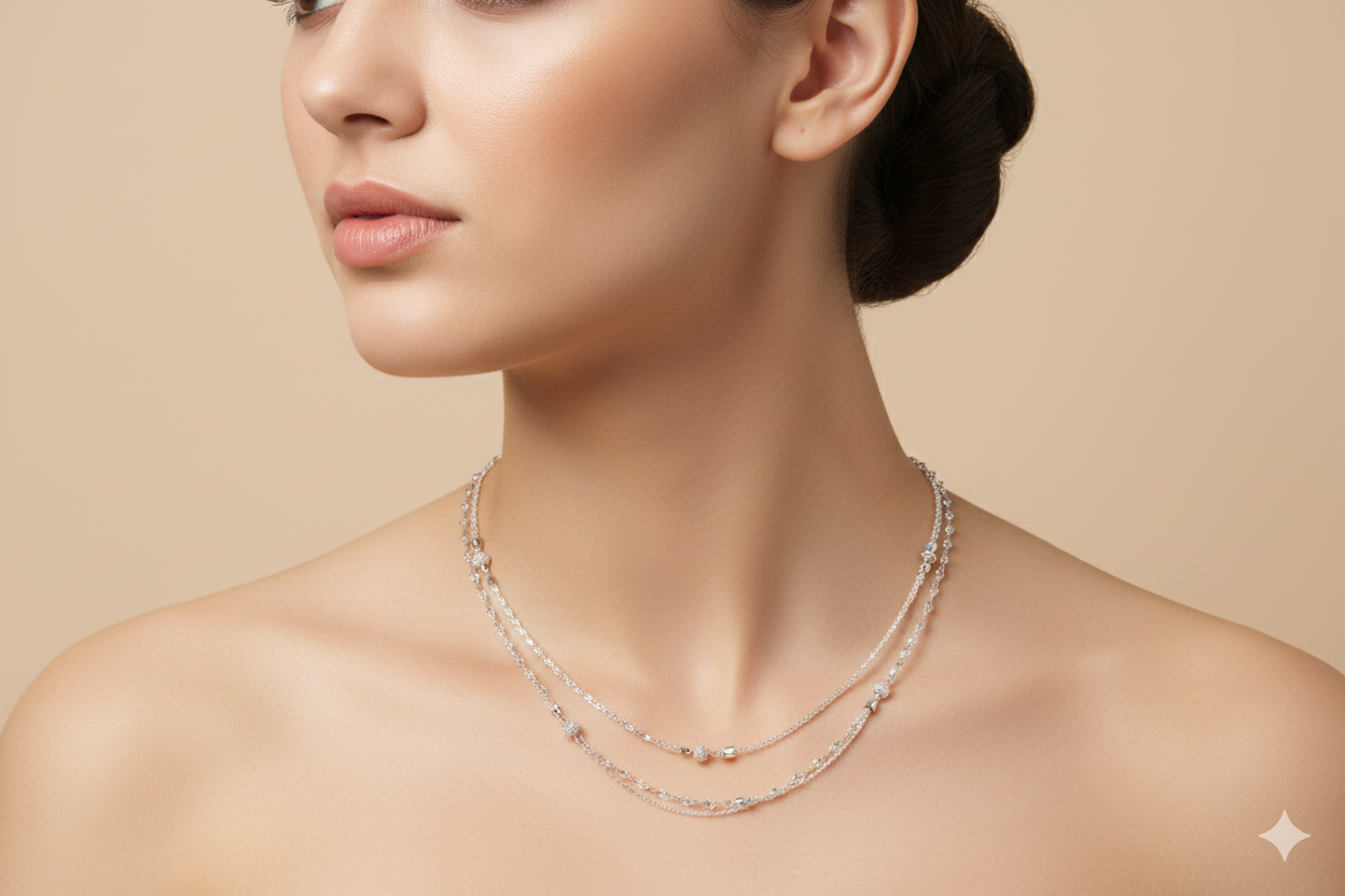 Eternal Bloom Layered Silver Necklace