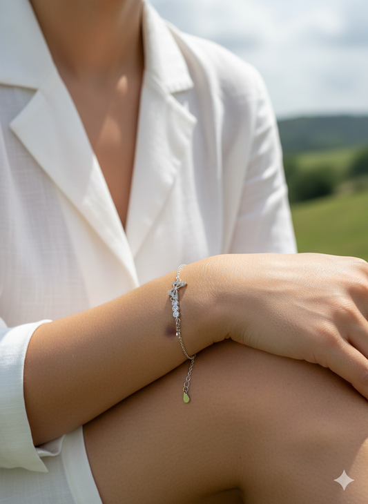 FlutterGlow Silver Butterfly Bracelet