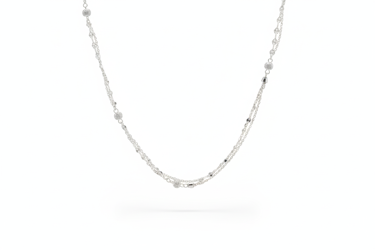 Eternal Bloom Layered Silver Necklace