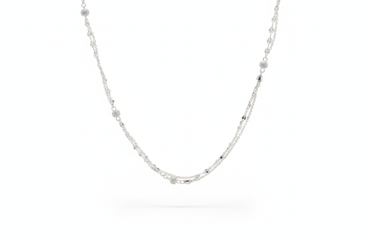 Eternal Bloom Layered Silver Necklace