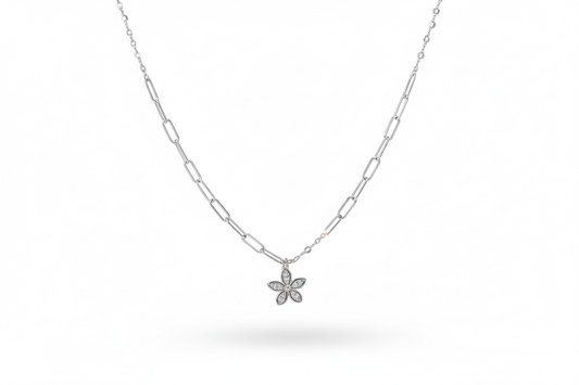 Silver Double-Layer Geometric Charm Dangle Necklace