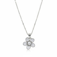 Trisha Pearl Flower Silver Pendant Necklace Chain For Women