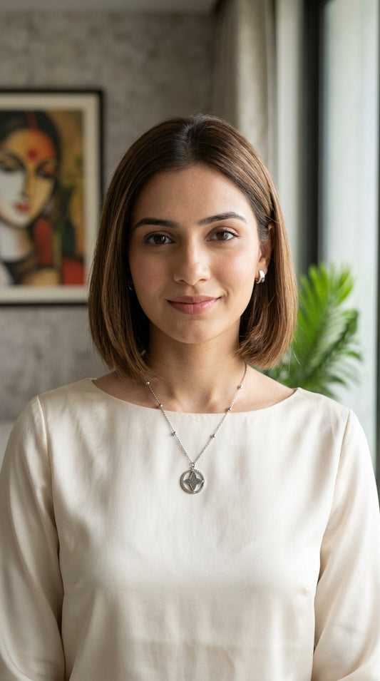 Chandrika Bloom Silver Pendant Necklace