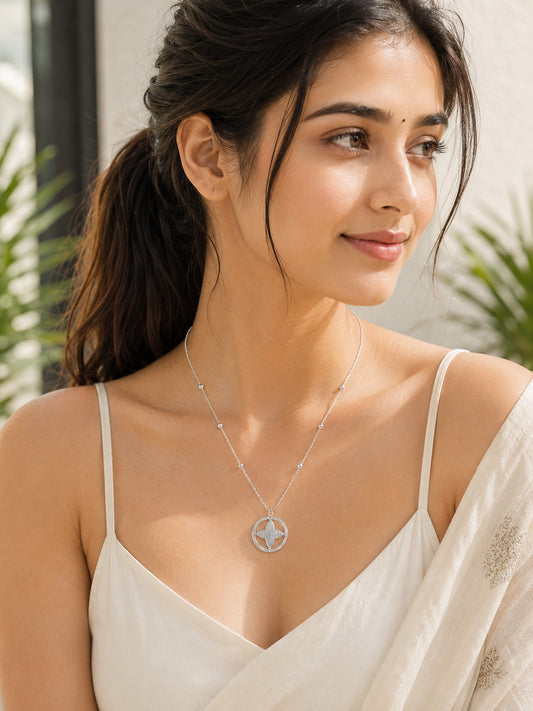 Chandrika Bloom Silver Pendant Necklace