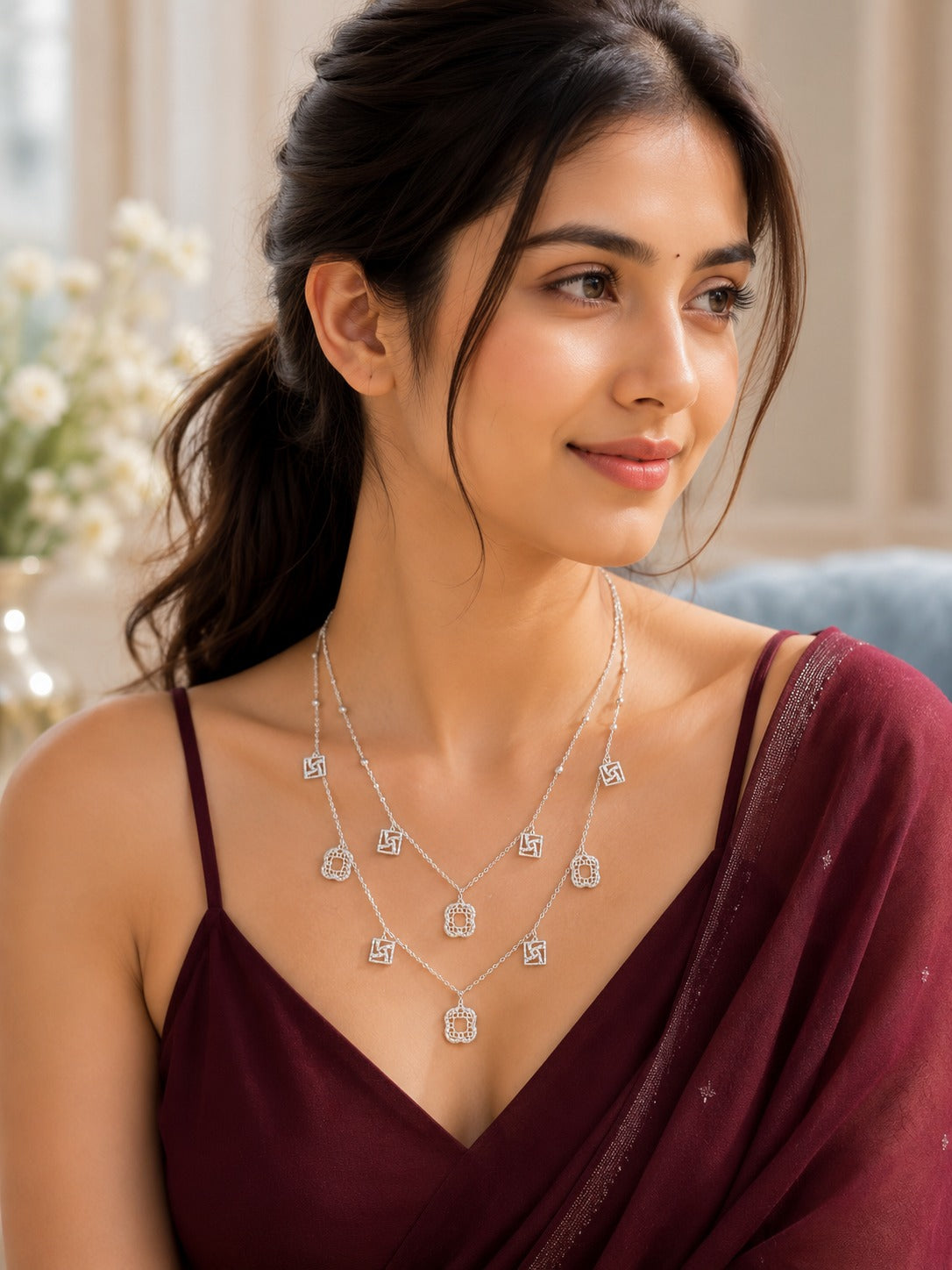 Noor-e-Zehen Silver Layers Necklace