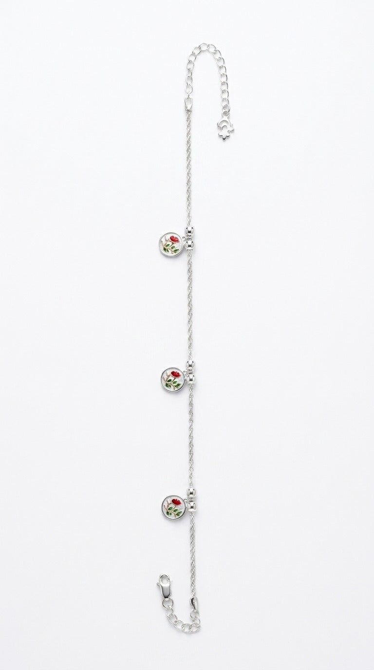 Blossom Whisper Silver Anklet