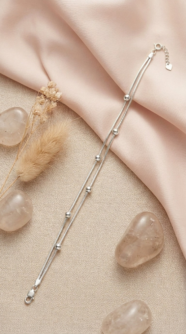 Silver Dew Drop Anklet