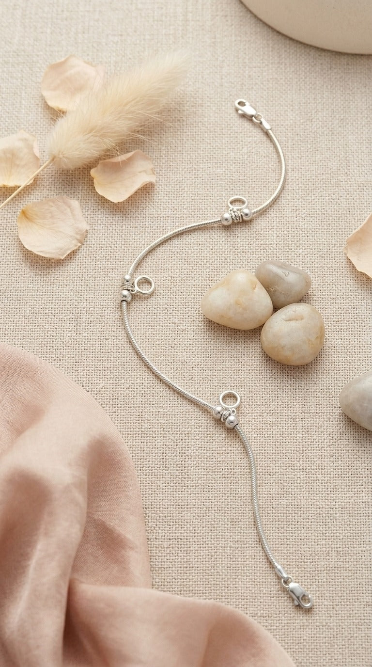 Luna Charm Silver Anklet