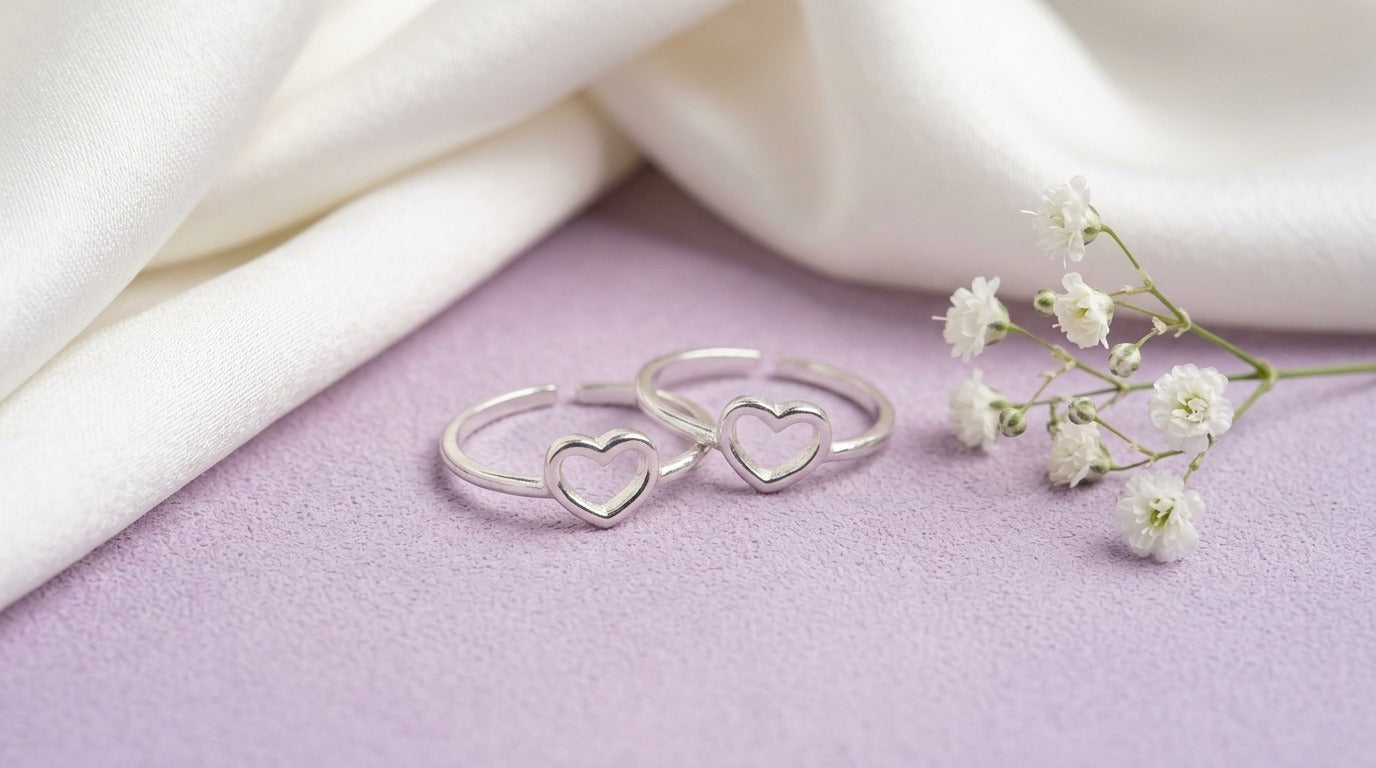 Sweetheart Adjustable Silver Toe Rings